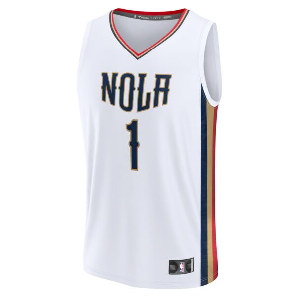 Zion Williamson New Orleans Pelicans Fanatics Fast Break Replica Jersey - City Edition - White - Image 3