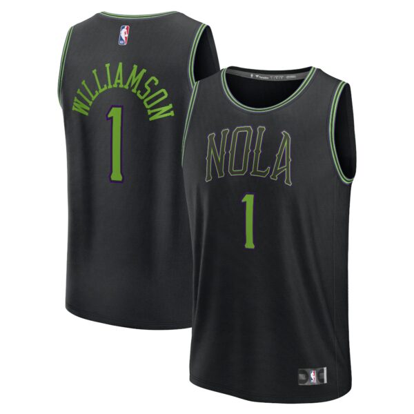 Zion Williamson New Orleans Pelicans Fanatics Youth Fast Break Jersey - Black - City Edition - Image 2