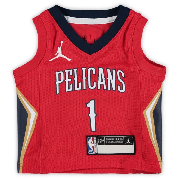 Zion Williamson New Orleans Pelicans Jordan Brand Infant 2020/21 Jersey - Statement Edition - Red - Image 3