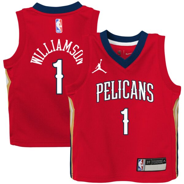 Zion Williamson New Orleans Pelicans Jordan Brand Toddler 2020/21 Jersey - Red - Statement Edition - Image 2