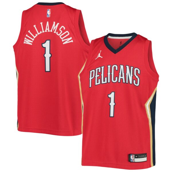 Zion Williamson New Orleans Pelicans Jordan Brand Youth 2020/21 Swingman Player Jersey - Statement Edition - Red - Image 2