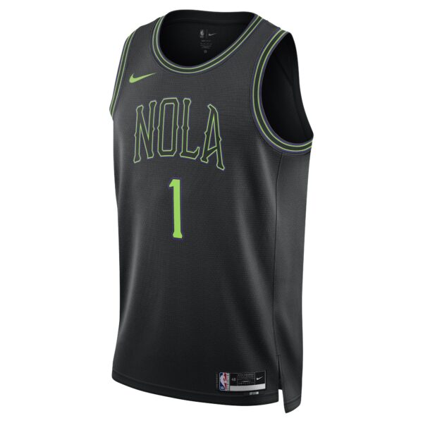 Zion Williamson New Orleans Pelicans Nike Unisex 2023/24 Swingman Jersey - Black - City Edition - Image 3