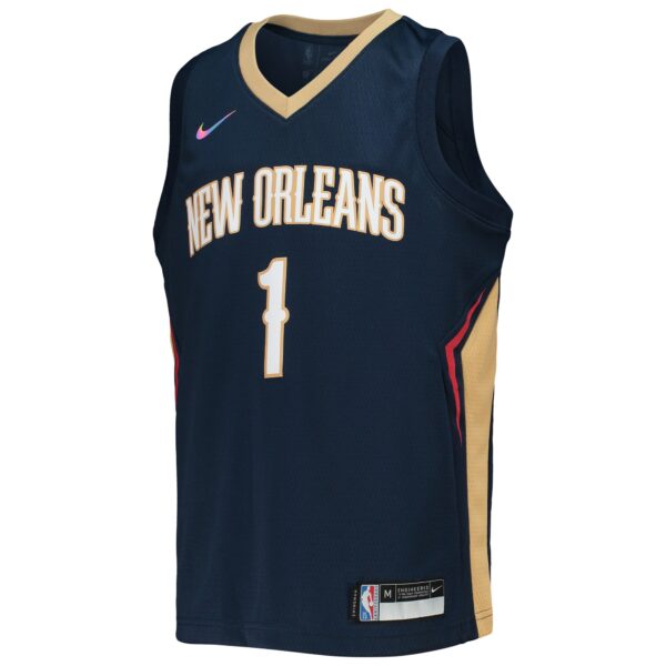 Zion Williamson New Orleans Pelicans Nike Youth 2021/22 Diamond Swingman Jersey - Icon Edition - Navy - Image 3