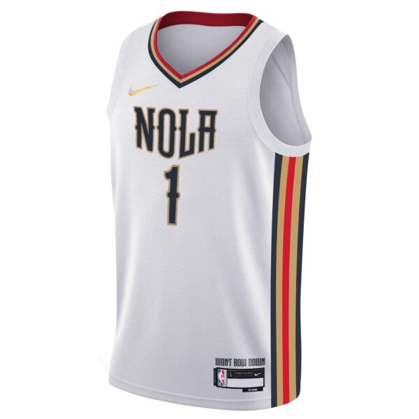 Zion Williamson New Orleans Pelicans Nike Youth Swingman Jersey - City Edition - White - Image 3