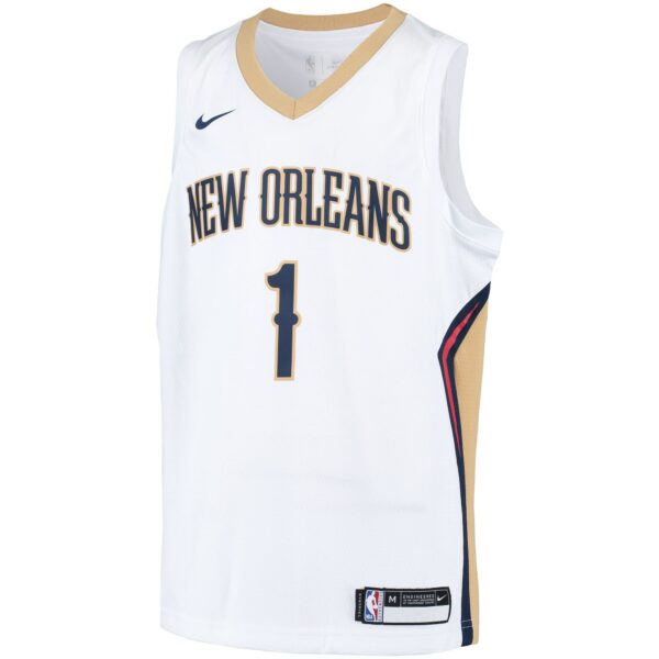 Zion Williamson New Orleans Pelicans Nike Youth Swingman Player Jersey - Association Edition - White - Image 3