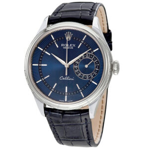 Cellini Blue Guilloche Dial Automatic Men's Leather Watch