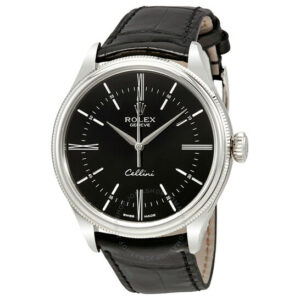 Cellini Time Black Dial Automatic Men's 18 Carat White Gold Watch
