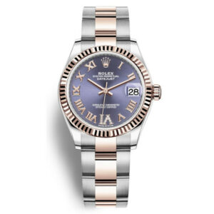 Datejust 31 Aubergine Diamond Dial Automatic Ladies Steel and 18kt Everose Gold Oyster Watch