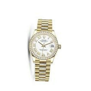 Datejust 31 Automatic White Dial Ladies 18kt Yellow Gold President Watch