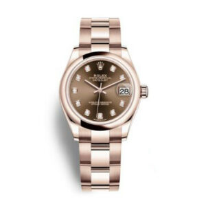 Datejust 31 Chocolate Diamond Dial Ladies 18 ct Everose Gold Oyster Watch