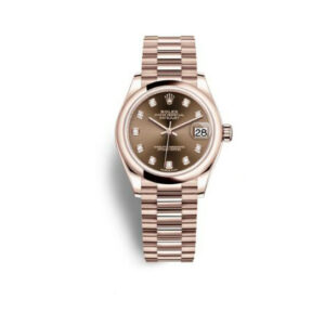 Datejust 31 Chocolate Diamond Dial Ladies 18 ct Everose Gold President Watch
