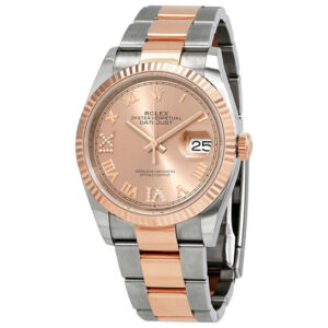 Datejust 36 Pink Diamond Dial Men's Steel and 18kt Everose Gold Oyster Watch