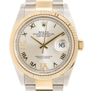 Datejust 36 Silver Diamond Dial Men's Stainless Steel and 18kt Yellow Gold Oyster Watch 126233SRDO