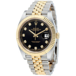 Datejust 41 Black Diamond Dial Stee and 18K Yellow Gold Jubilee Men's Watch 12633BKDJ