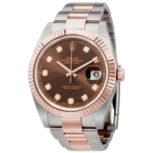 Datejust 41 Chocolate Diamond Dial Steel and 18K Everose Gold Oyster Men's Watch