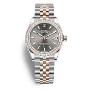 Datejust Dark Rhodium Dial Automatic Ladies Steel and Everose Gold Jubilee Watch