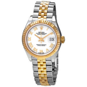 Datejust White Dial Automatic Ladies Steel and 18K Yellow Gold Jubilee Watch
