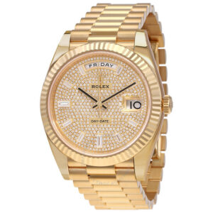 Day-Date 40 Diamond-Paved Dial Men's 18kt Yellow Gold President Watch