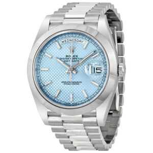 Day Date 40 Ice Blue Diagonal Motif Dial Platinum President Automatic Men's Watch