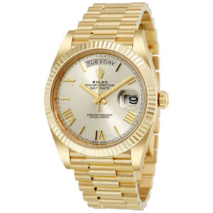 Day-Date 40 Silver Dial 18K Yellow Gold President Men's Watch