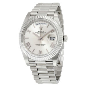 Day-Date 40 Silver Quadrant Motif Dial 18K White Gold President Automatic Men's Watch