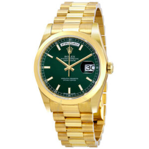 Day-Date Automatic Green Dial Men's 18kt Yellow Gold President Watch
