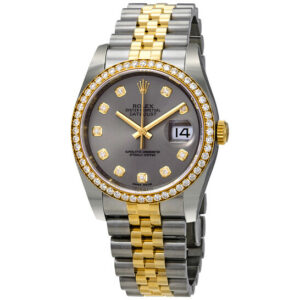 Grey Diamond Dial Automatic Steel and 18kt Yellow Gold Jubilee Watch