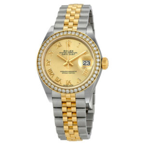 Lady Datejust Champagne Roman Dial Diamond Bezel Automatic Watch