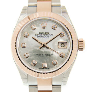 Lady Datejust Mother of Pearl Diamond Steel and 18K Everose Gold Oyster Watch