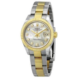 Lady Datejust Mother of Pearl Diamond Steel and 18K Yellow Gold Oyster Watch
