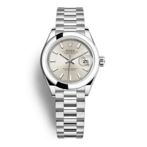 Lady-Datejust Silver Dial Automatic Platinum President Watch