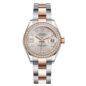 Lady Datejust Sundust Diamond Dial Automatic Steel and 18ct Everose Gold Oyster Watch