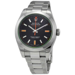Milgauss Black Dial Domed Bezel Green Crystal Oyster Bracelet Watch