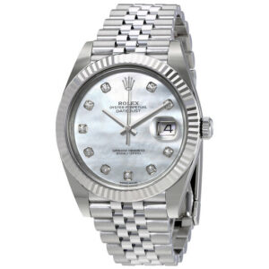 Oyster Perpetual Datejust White Mother Of Pearl Diamond Dial Men's Watch