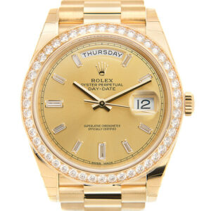 Oyster Perpetual Day-Date Champagne Diamond Dial 18K Yellow Gold Men's Watch