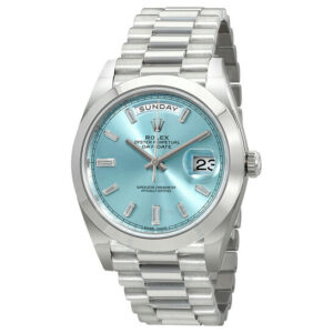 Oyster Perpetual Day-Date Ice Blue Baguette Dial Platinum President Automatic Men's Watch