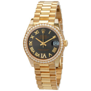 Rolex Datejust 31 Automatic 18kt Yellow Gold Diamond Grey Dial Ladies Watch 278288RRDP
