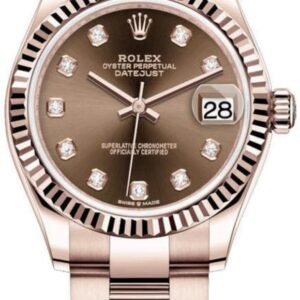 Rolex Datejust 31 Everose Gold Chocolate Diamond Dial Women's Watch M278275-0017