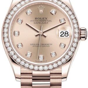 Rolex Datejust 31 Everose Gold Rose Diamond Dial Diamond Bezel Women's Watch M278285RBR-0025