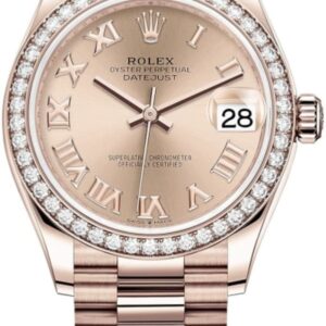Rolex Datejust 31 Everose Gold Rose Roman Dial Diamond Bezel Women's Watch M278285RBR-0029