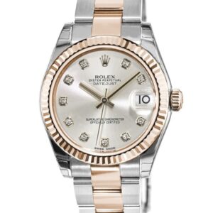Rolex Datejust 31 Silver Diamond Dial, Steel and 18k Everose Gold Women's Watch M178271-0046
