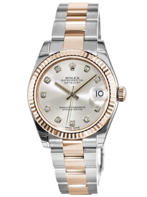 Rolex Datejust 31 Silver Diamond Dial, Steel and 18k Everose Gold Women's Watch M178271-0046