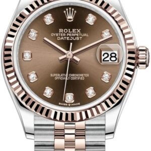 Rolex Datejust 31 Stainless Steel and Rose Gold Chocolate Diamond Dial Women's Watch M278271-0028