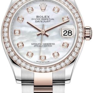 Rolex Datejust 31 Stainless Steel and Rose Gold Mother-of-Pearl Diamond Dial Diamond Bezel Women's Watch M278381RBR-0025