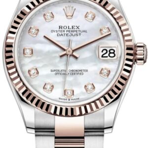 Rolex Datejust 31 Stainless Steel and Rose Gold Mother-of-Pearl Diamond Dial Women's Watch M278271-0025