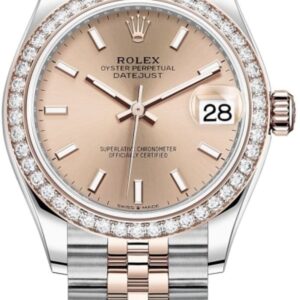 Rolex Datejust 31 Stainless Steel and Rose Gold Rose Dial Diamond Bezel Women's Watch M278381RBR-0010