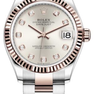 Rolex Datejust 31 Stainless Steel and Rose Gold Silver Diamond Dial Women's Watch M278271-0015