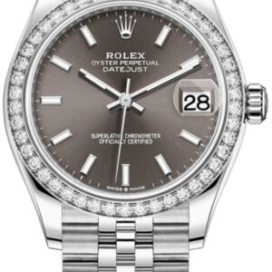 Rolex Datejust 31 Stainless Steel and White Gold Dark Grey Dial Diamond Bezel Women's Watch M278384RBR-0020