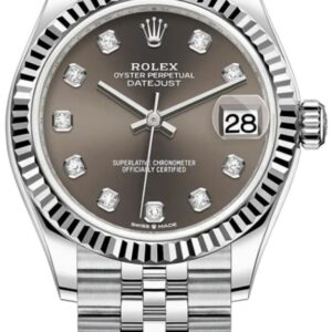 Rolex Datejust 31 Stainless Steel and White Gold Dark Grey Diamond Dial Women's Watch m278274-0008