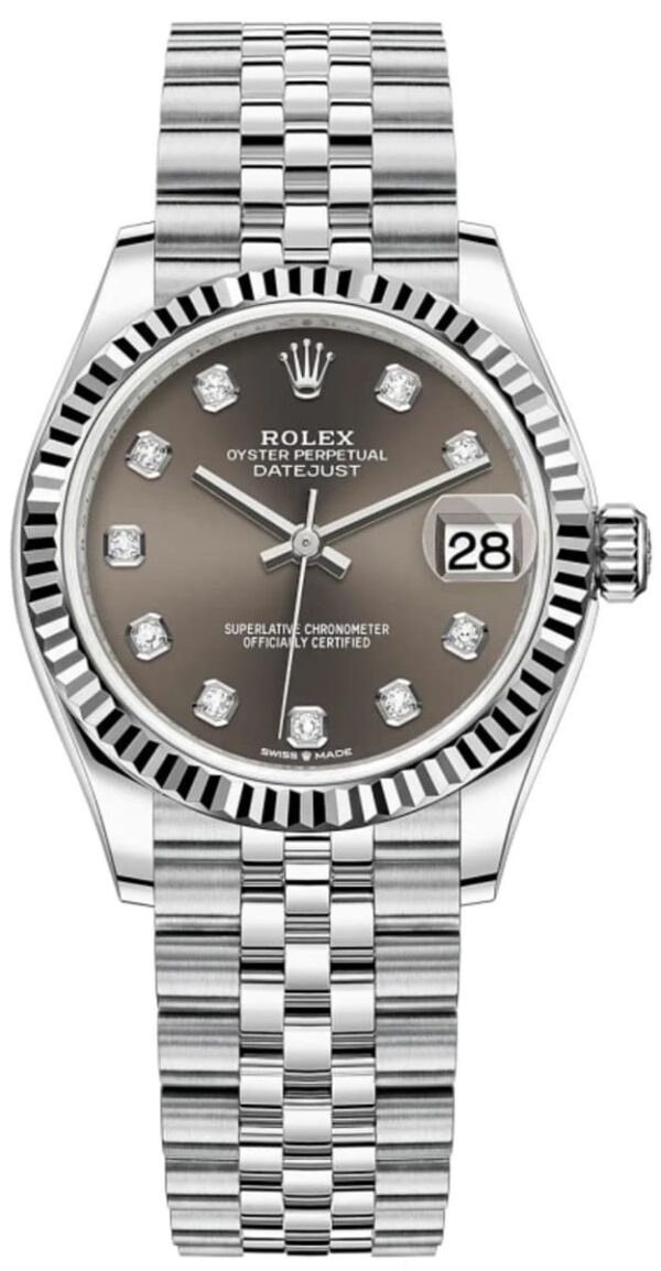 Rolex Datejust 31 Stainless Steel and White Gold Dark Grey Diamond Dial Women's Watch m278274-0008